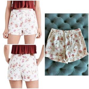 AEO American Eagle Floral High Rise Mom Denim Jean Shorts Sz 6